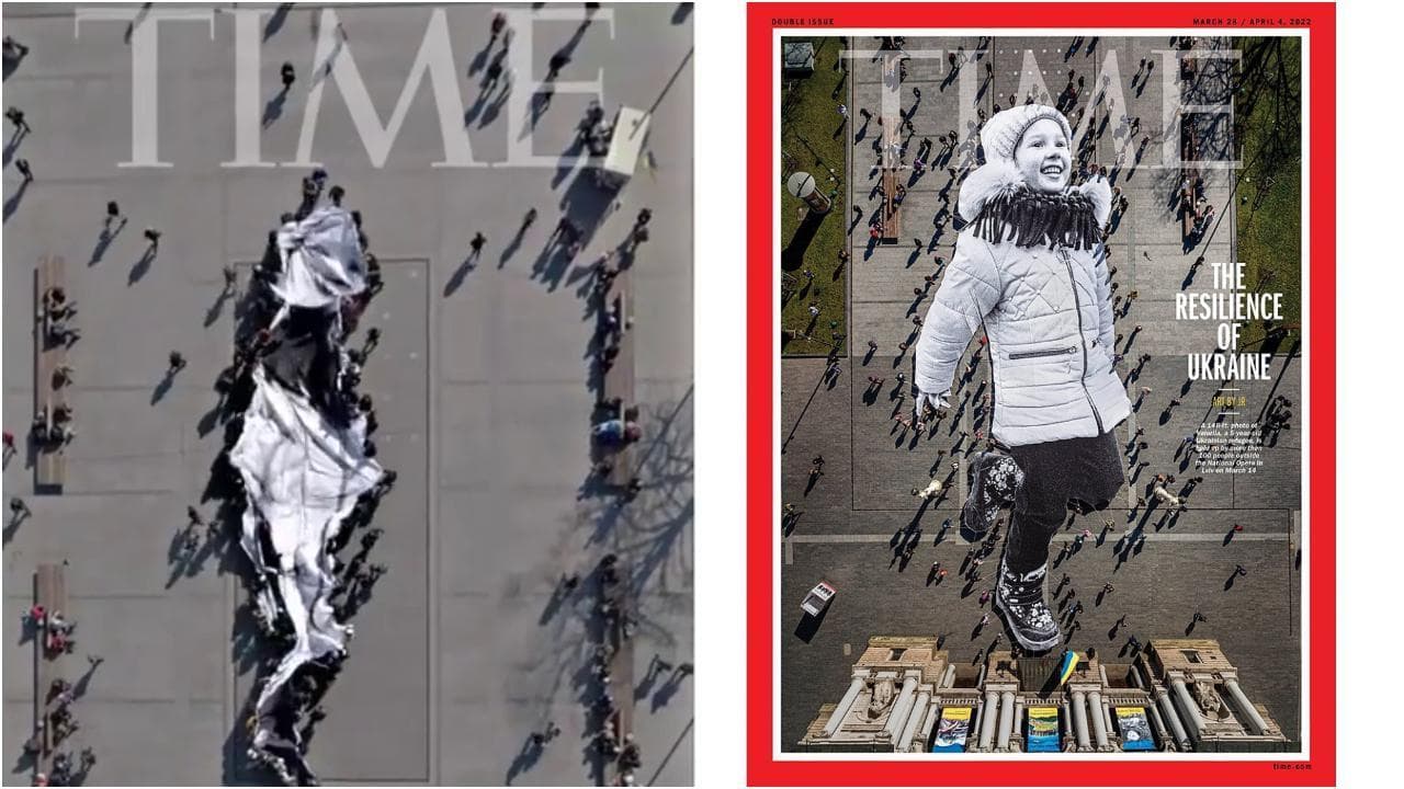 Valeriia, la bambina ucraina sorridente nella gigantografia dell'artista JP diventa copertina di Time