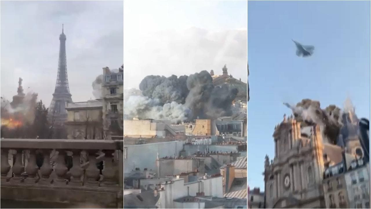 Parigi bombardata, Torre Eiffel in fiamme: il video dell'Ucraina per ottenere la no fly zone