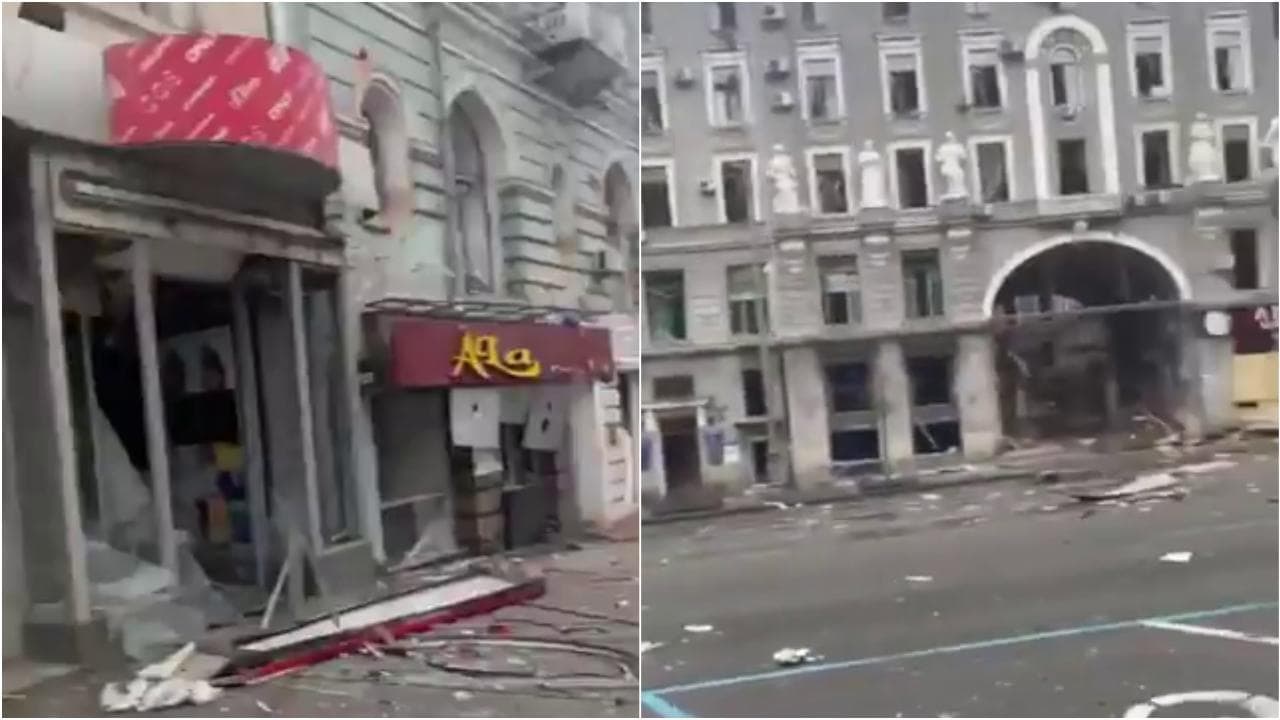 Kharkiv, il paesaggio spettrale del centro città colpito dai bombardamenti russi