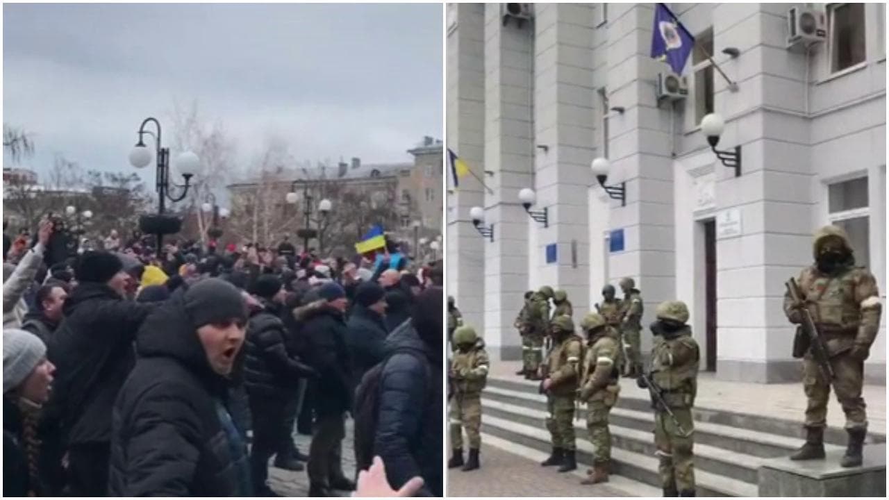 Ucraina, a Berdyansk la folla grida contro l'esercito russo: "Andate a casa"