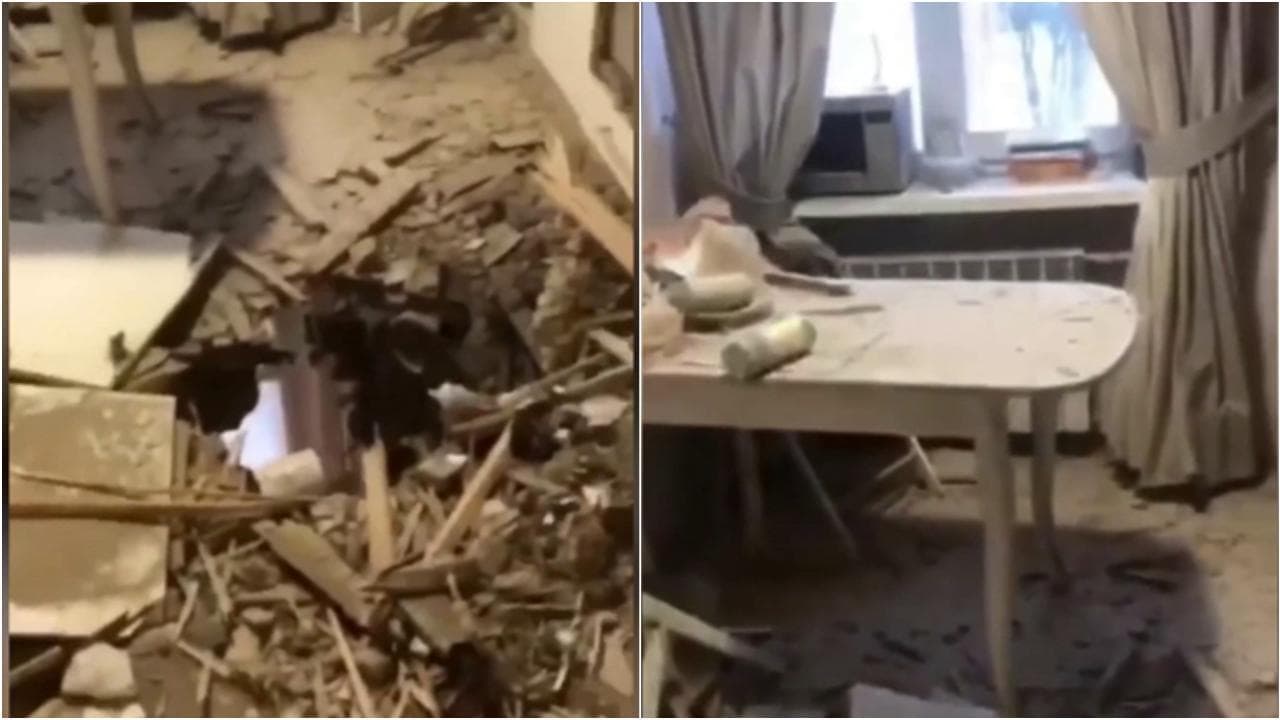 Ucraina, all'interno di una casa a Kharkiv colpita da un missile