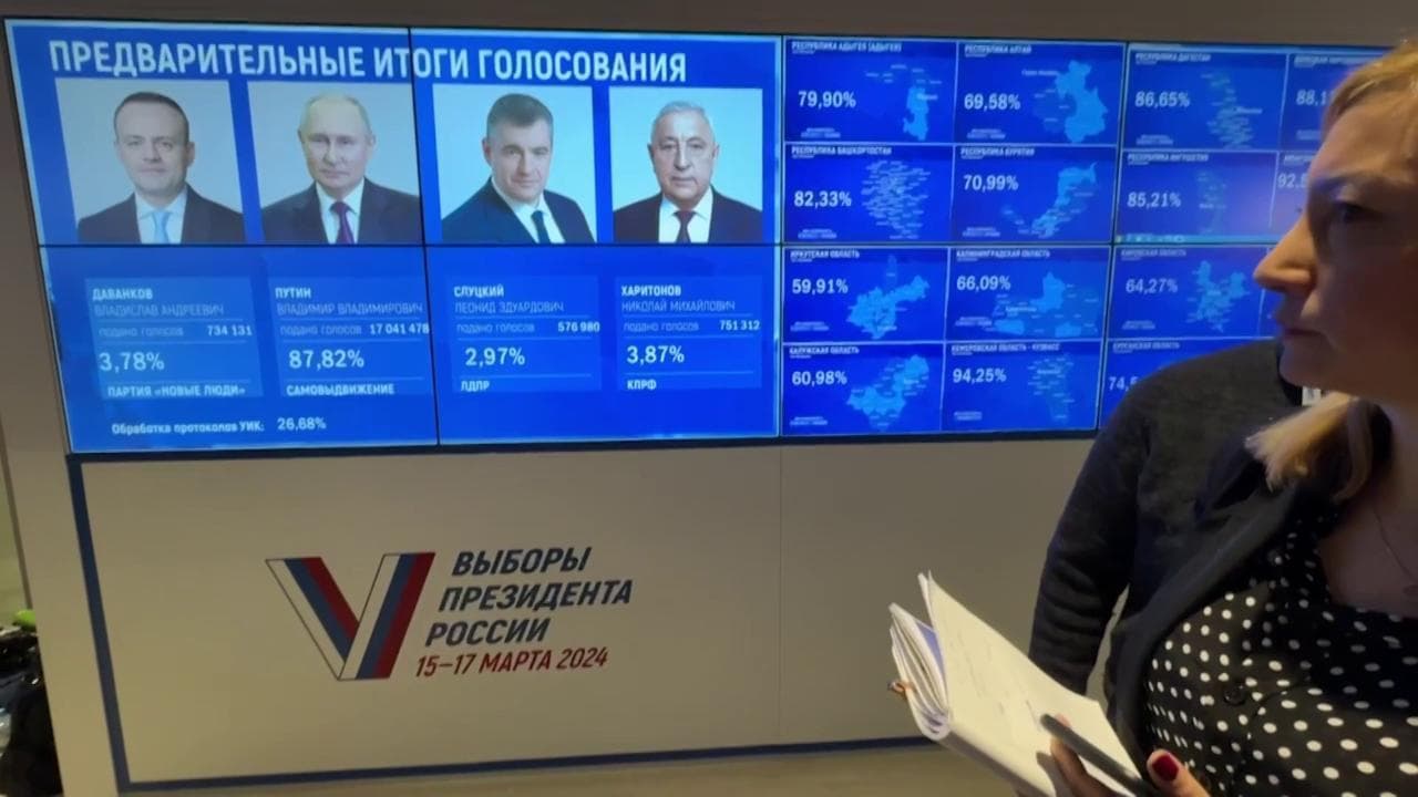Russia, l'annuncio dei risultati elettorali: Putin vince con oltre l'87% dei voti