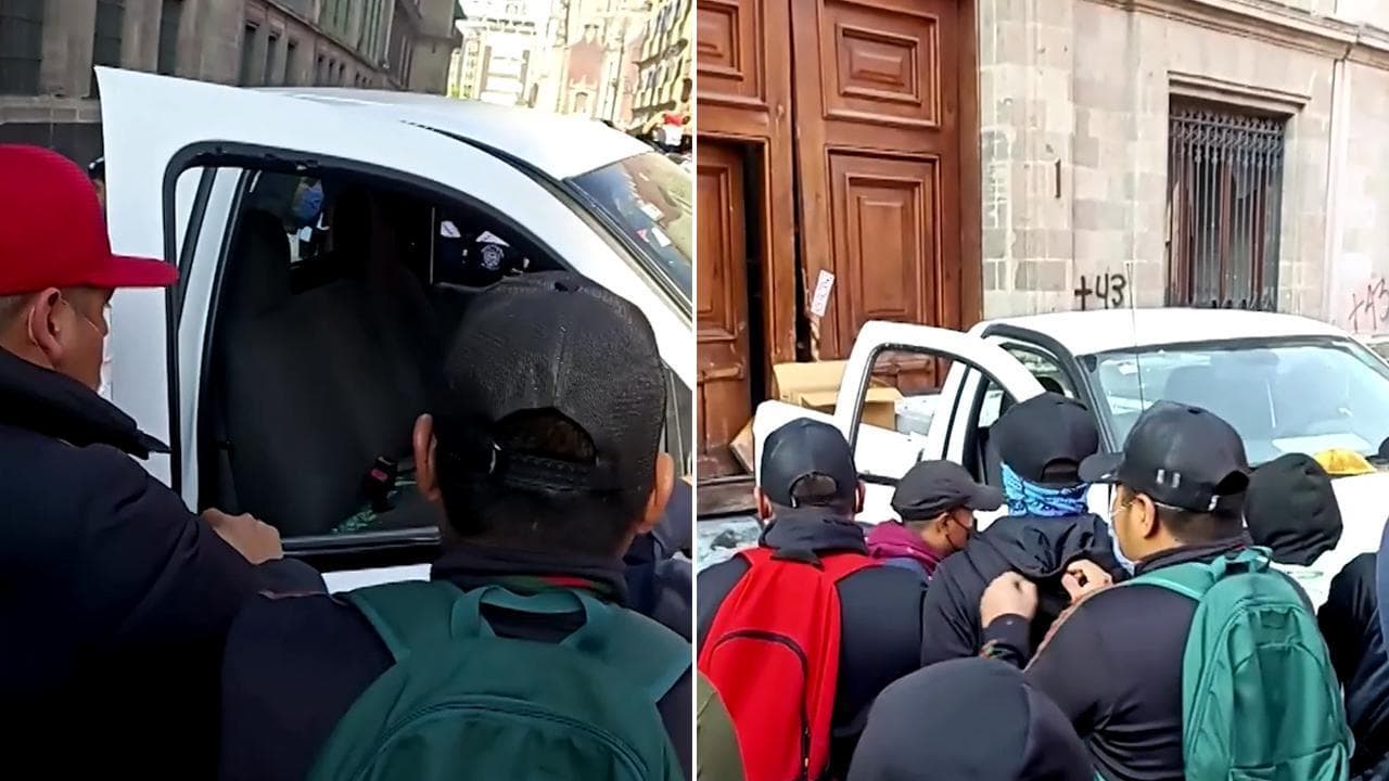 Messico, manifestanti sfondano la porta del palazzo presidenziale con un pick-up
