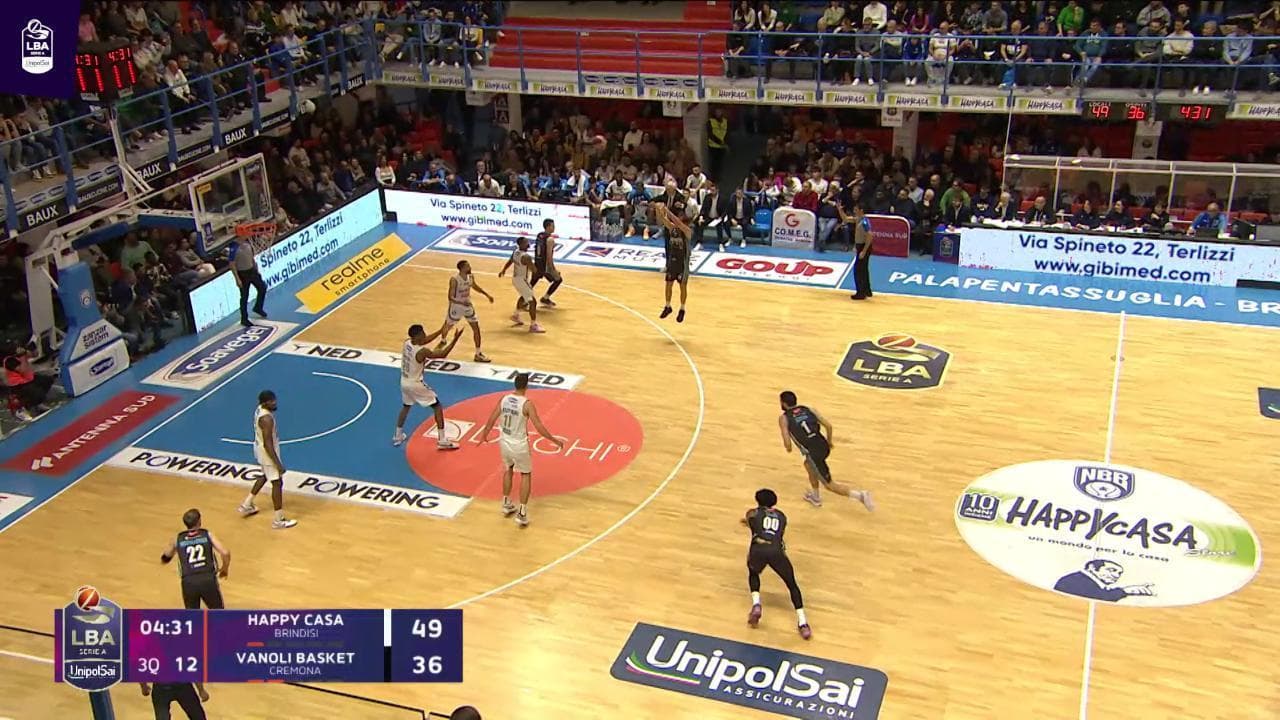 Basket serie A, gli highlights di Happy Casa Brindisi - Vanoli Basket Cremona