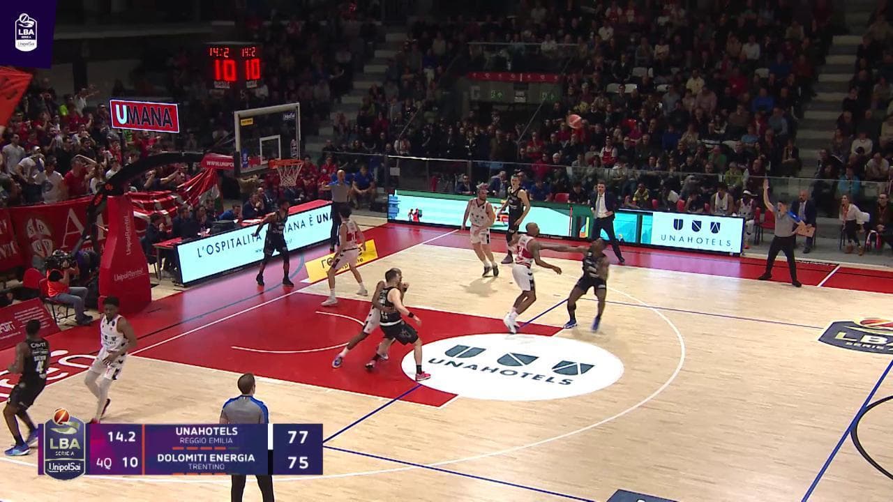 Basket serie A, gli highlights di Una Hotels Reggio Emilia- Dolomiti energia Trentino