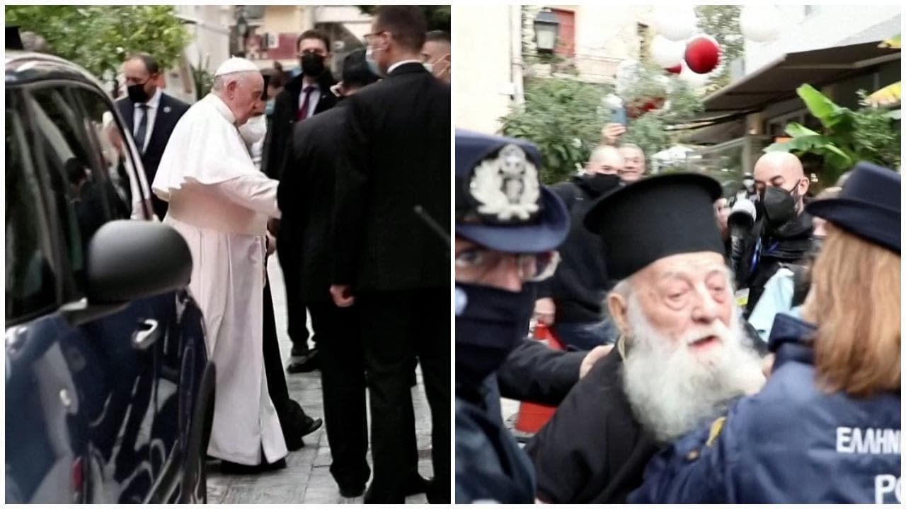 Atene, prete ortodosso contesta il Papa urlandogli "eretico"