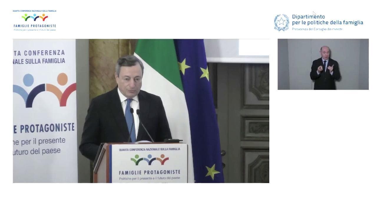 Assegno unico alle famiglie, Draghi: "Serve tutela dello Stato con politiche adeguate"