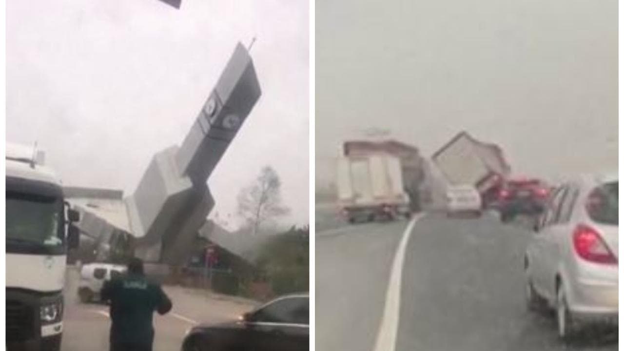 Tempesta a Istanbul, raffiche di vento fino a 130 km/h: le immagini dei tir ribaltati in autostrada