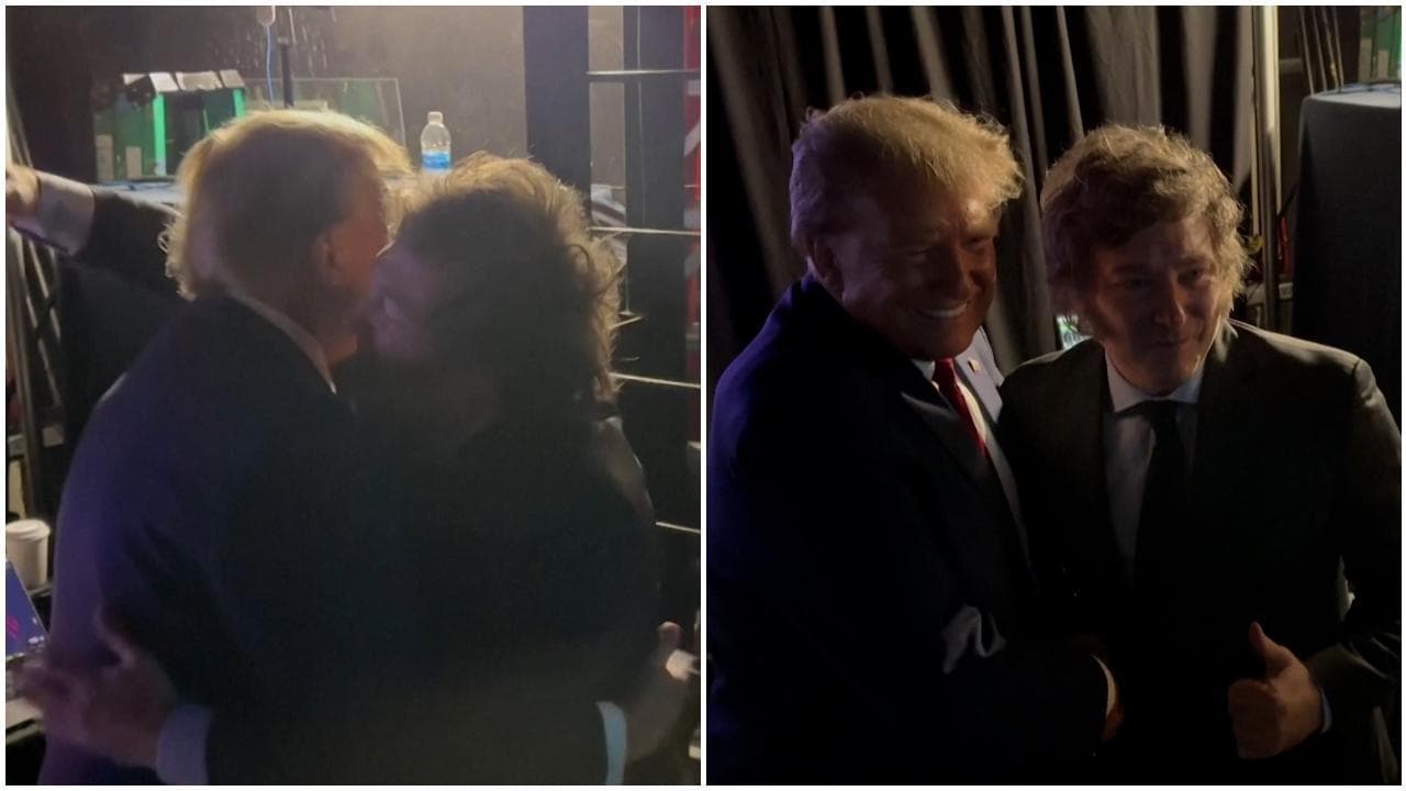 Trump 'regala' al presidente Milei il suo slogan: gli abbracci a favor di telecamera