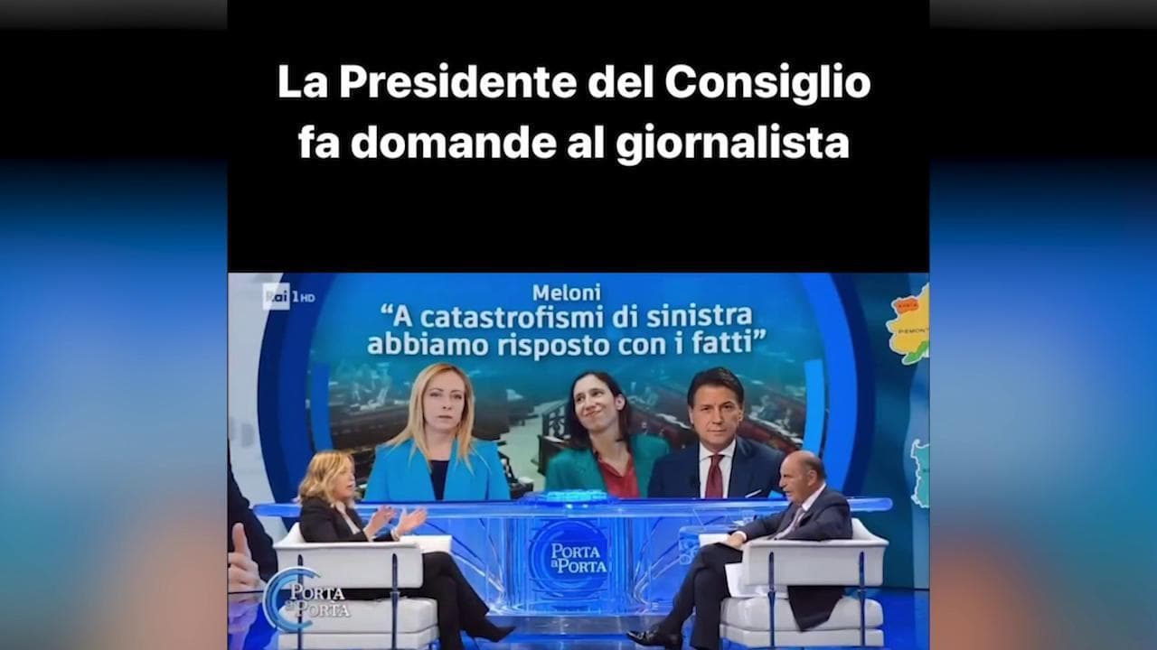 Meloni fa le domande a Vespa: "Quale norma ha permesso che in italia ci siano 20 gestori di energia?"