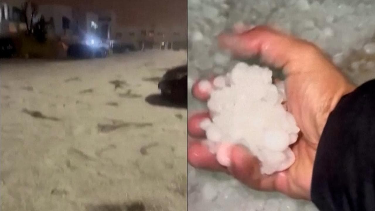 Abu Dhabi, grossi chicchi di grandine ricoprono le strade: la sorpresa dei residenti di Al Ain