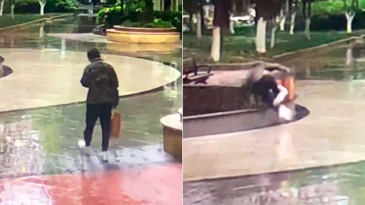 Cina, guarda lo smartphone invece della strada: uomo finisce nella fontana