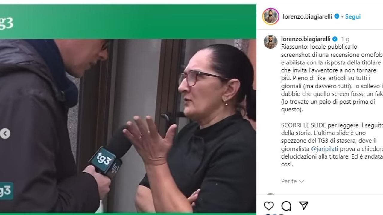 Morte ristoratrice, Biagiarelli: "Ho solo sollevato dubbi di veridicità". E posta l'intervista al Tg3