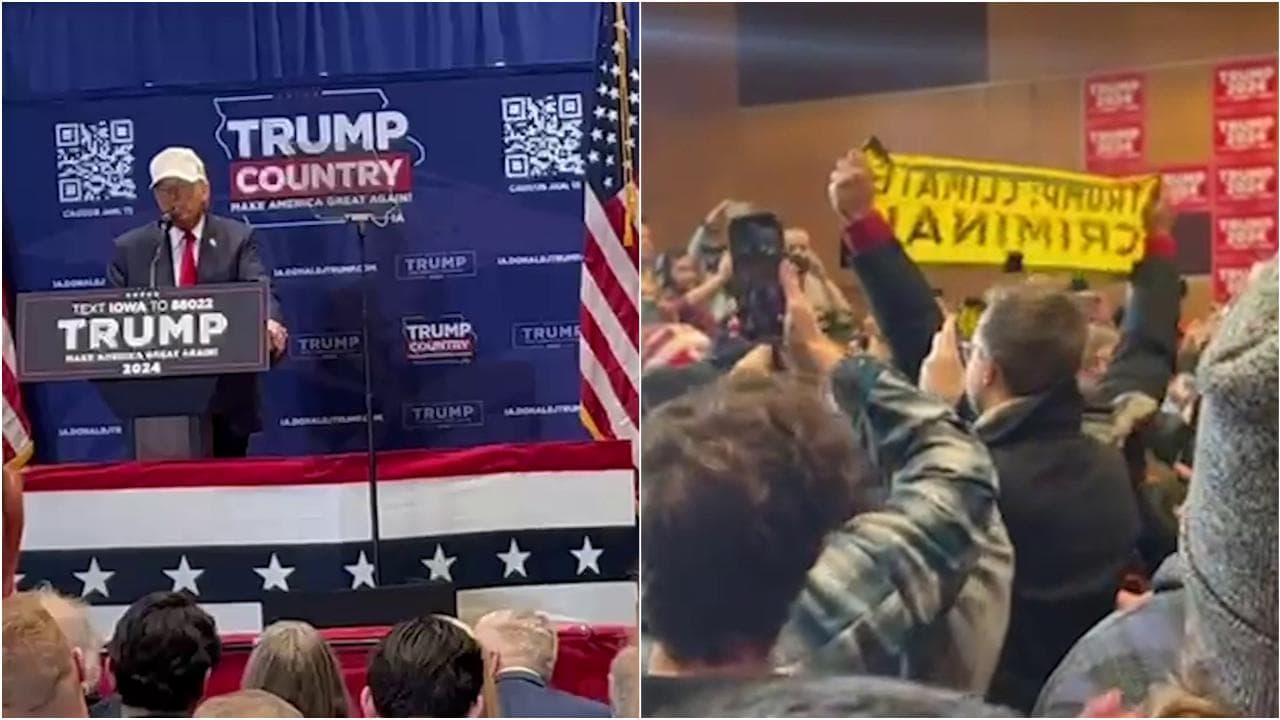 Iowa, protesta ambientalista contro Trump: "Sei un criminale climatico""