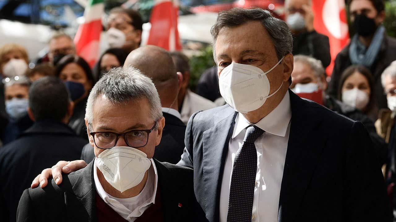 Roma, Draghi visita la sede della Cgil, Landini: "Segnale importante e non scontato"