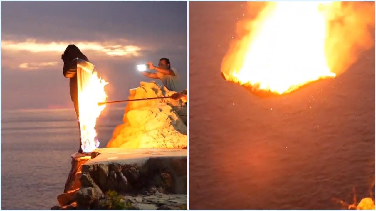 Messico, il tuffatore avvolto dalle fiamme si lancia da 35 metri d'altezza: lo spettacolo dei clavadistas
