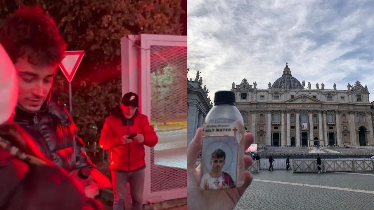 Regalo per Leclerc, la fan gli porta dal Vaticano l'acqua santa: "Per un 2024 da campione"