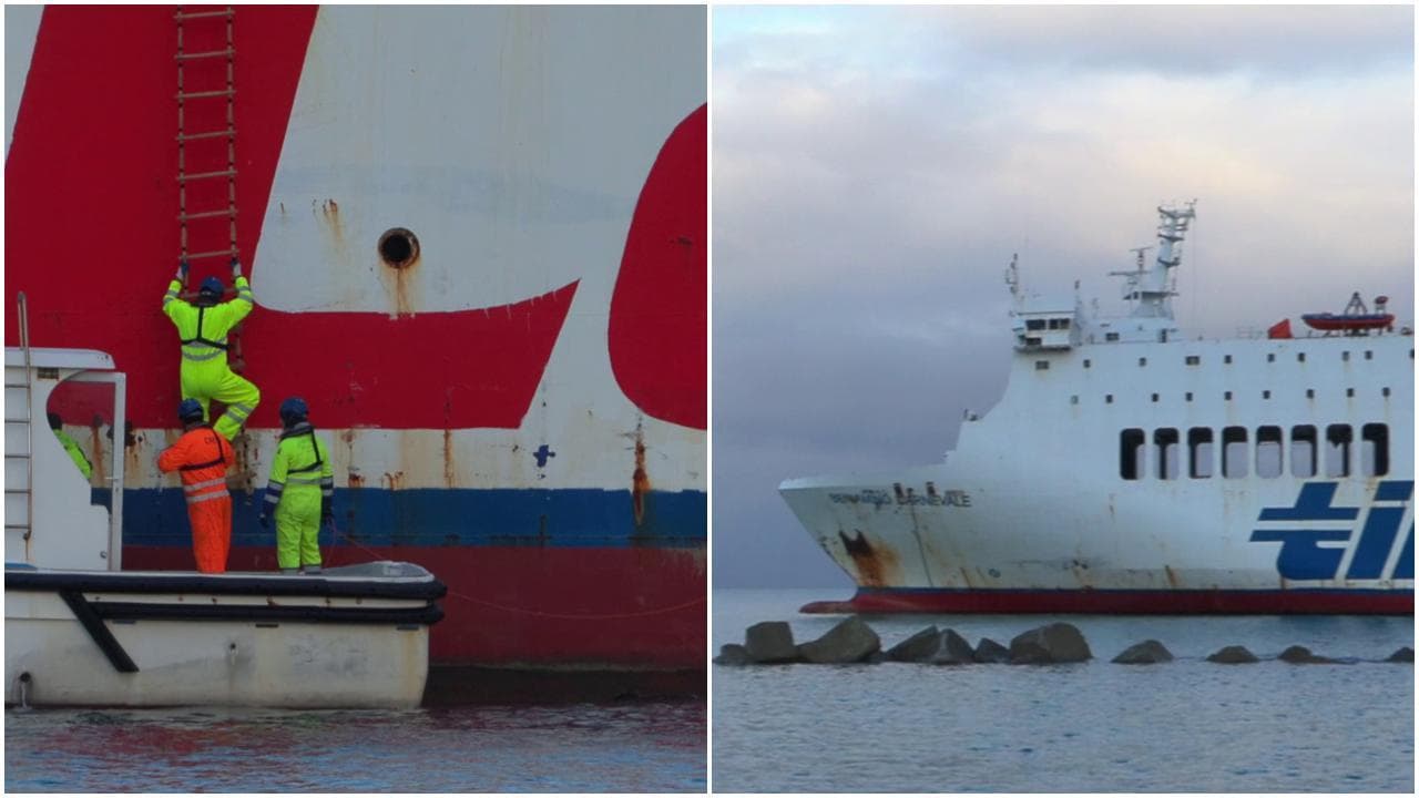 Il "gigante spiaggiato": si attende che la nave cargo arenata a Messina venga disincagliata