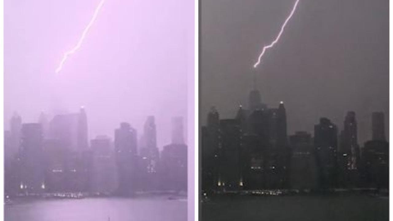 New York, arriva la tempesta Henri: il momento in cui un fulmine colpisce un grattacielo