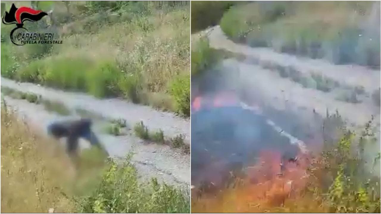 Incendi, piromane appicca il fuoco e fugge: incastrato dalle telecamere dei carabinieri