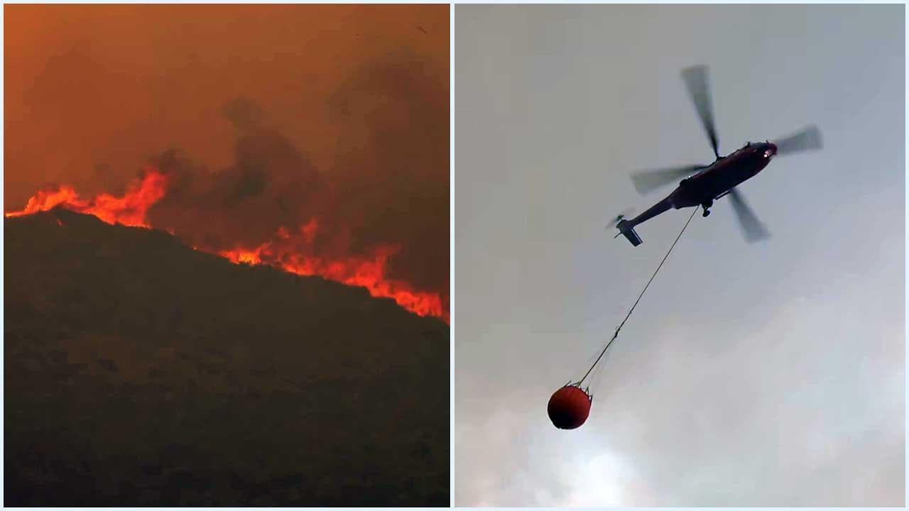 Incendio nell'Oristanese, le fiamme minacciano le case: elicotteri in azione