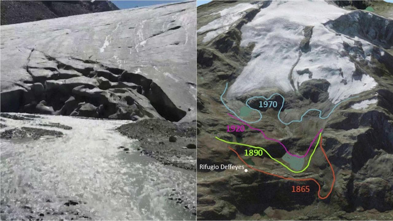 Lo scioglimento del ghiacciaio alpino Rutor, prosegue l'emorragia causata dal caldo