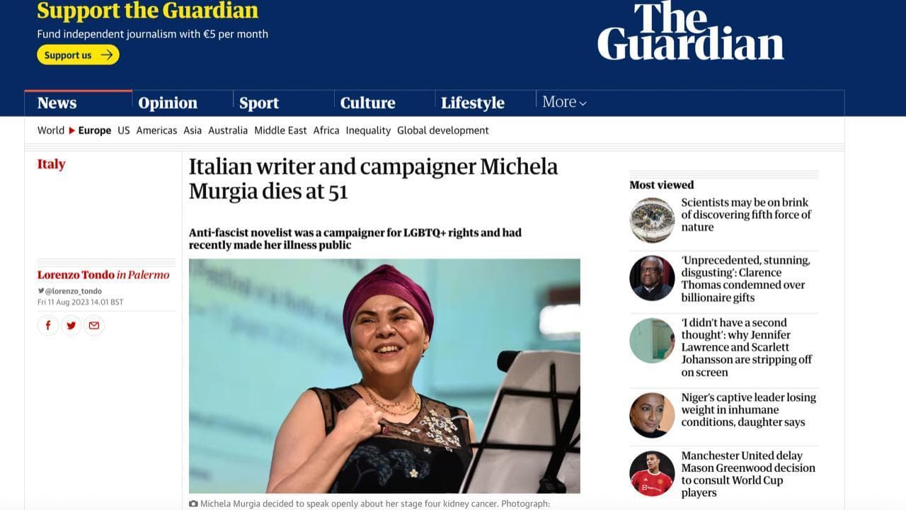 "La scrittrice dei diritti". Michela Murgia raccontata dai media stranieri