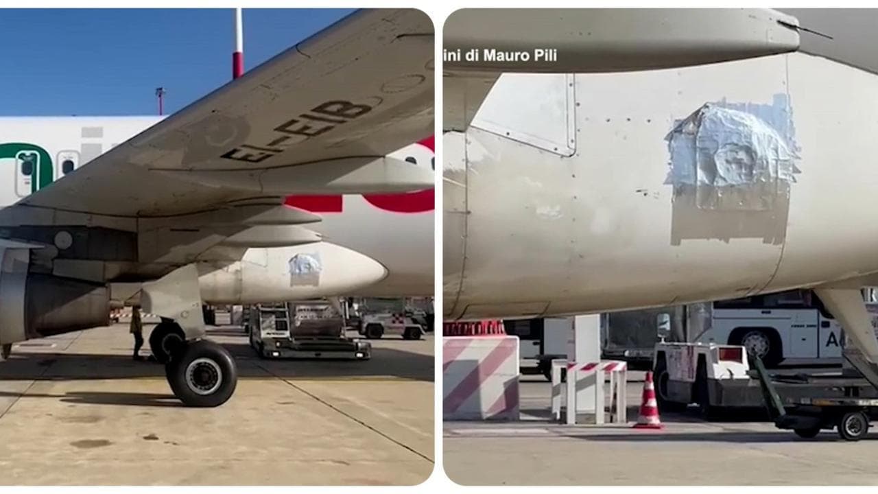 La denuncia dell'ex deputato Pili: "Aereo Cagliari-Roma Ita rattoppato con lo scotch". Le immagini