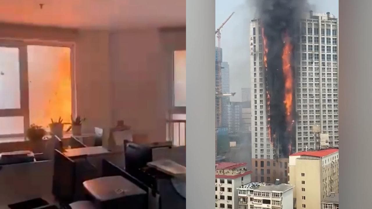 Grattacielo in fiamme in Cina, salvi i residenti: l'incendio visto dall'interno