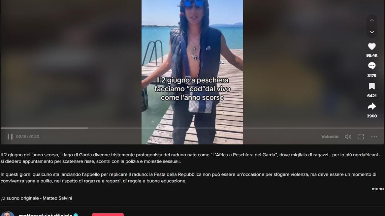 Salvini su TikTok dice no al raduno sul Garda del 2 giugno, i giovani: "Non venire"