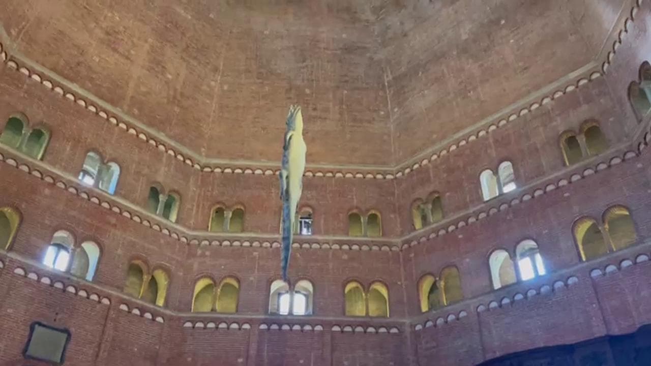 Cremona, Cattelan appende un coccodrillo nel Battistero e anima l'Art-Week