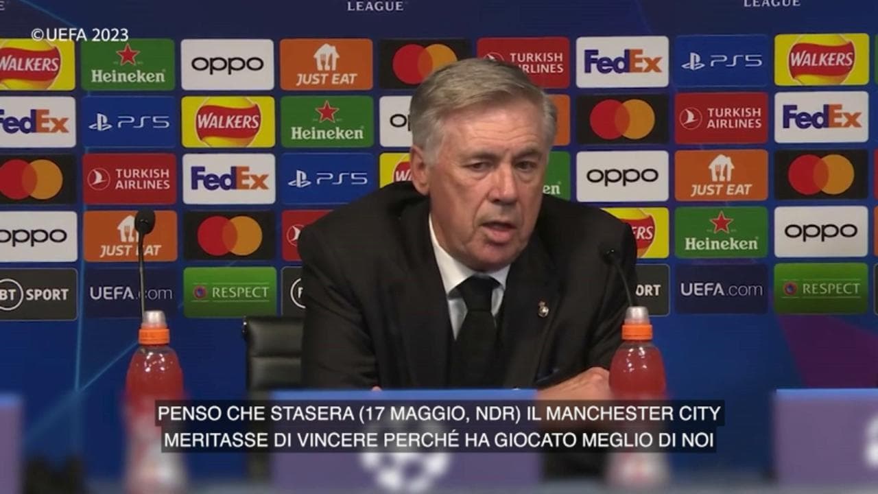 Champions, Ancelotti ammette (in inglese e spagnolo): "Il Manchester City ha meritato di vincere"