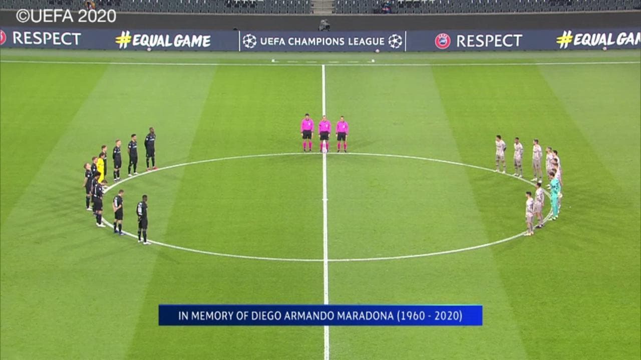 Morte Diego Armando Maradona, l'emozionante minuto di silenzio della Champions League
