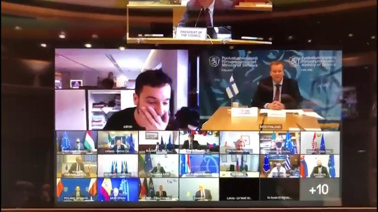 Un intruso irrompe nella videoconferenza dei ministri della Difesa della Ue