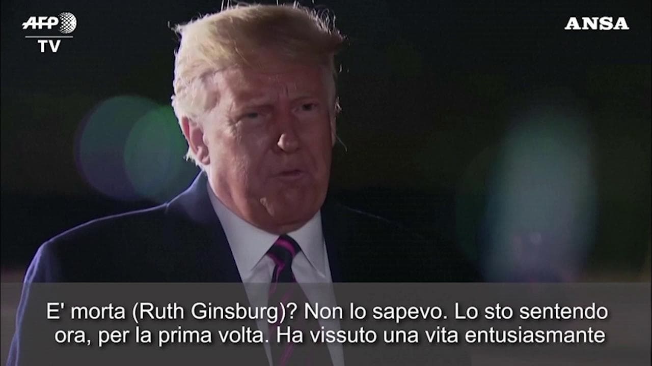 Usa, Trump commenta la morte di Ruth Bader Ginsburg: "D'accordo o meno con le sue idee, era una donna fantastica"