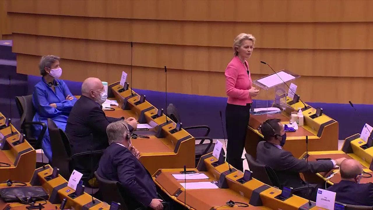Migranti, l'eurodeputato di destra contesta Ursula von der Leyen, lei lo zittisce