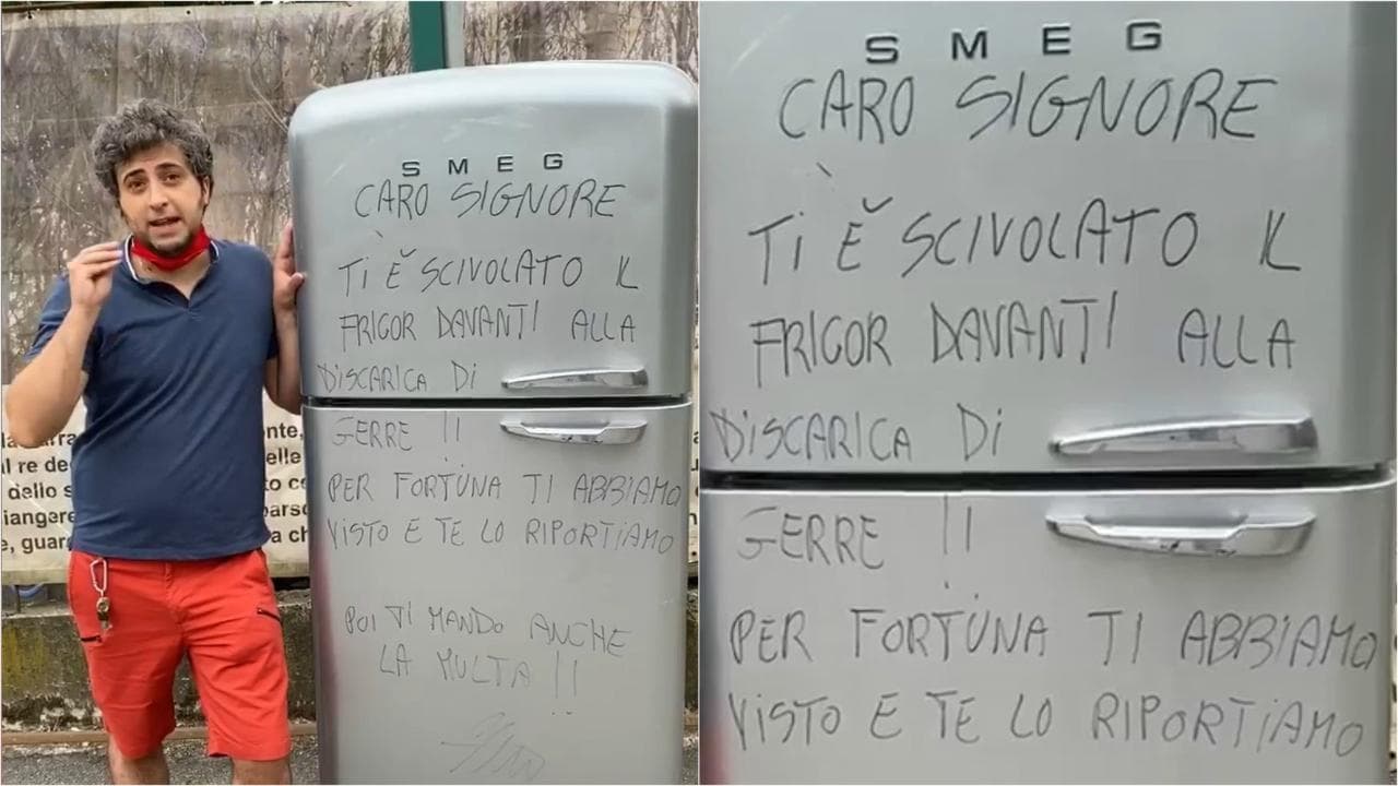 Abbandona il frigorifero davanti alla discarica: il sindaco glielo riporta a casa con la multa
