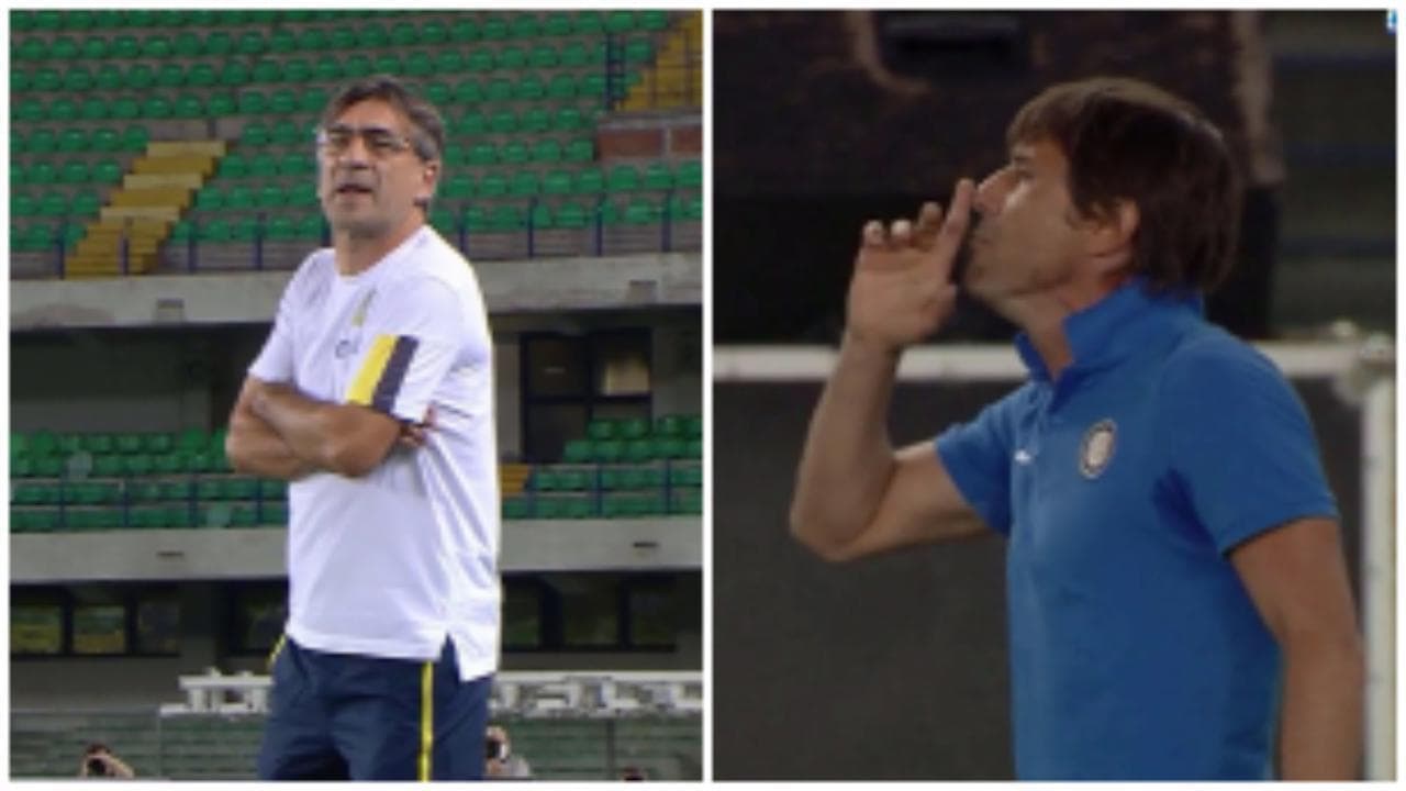Verona-Inter, scintille e insulti a bordocampo tra Conte e Juric: "Stai muto". "Stai muto te"