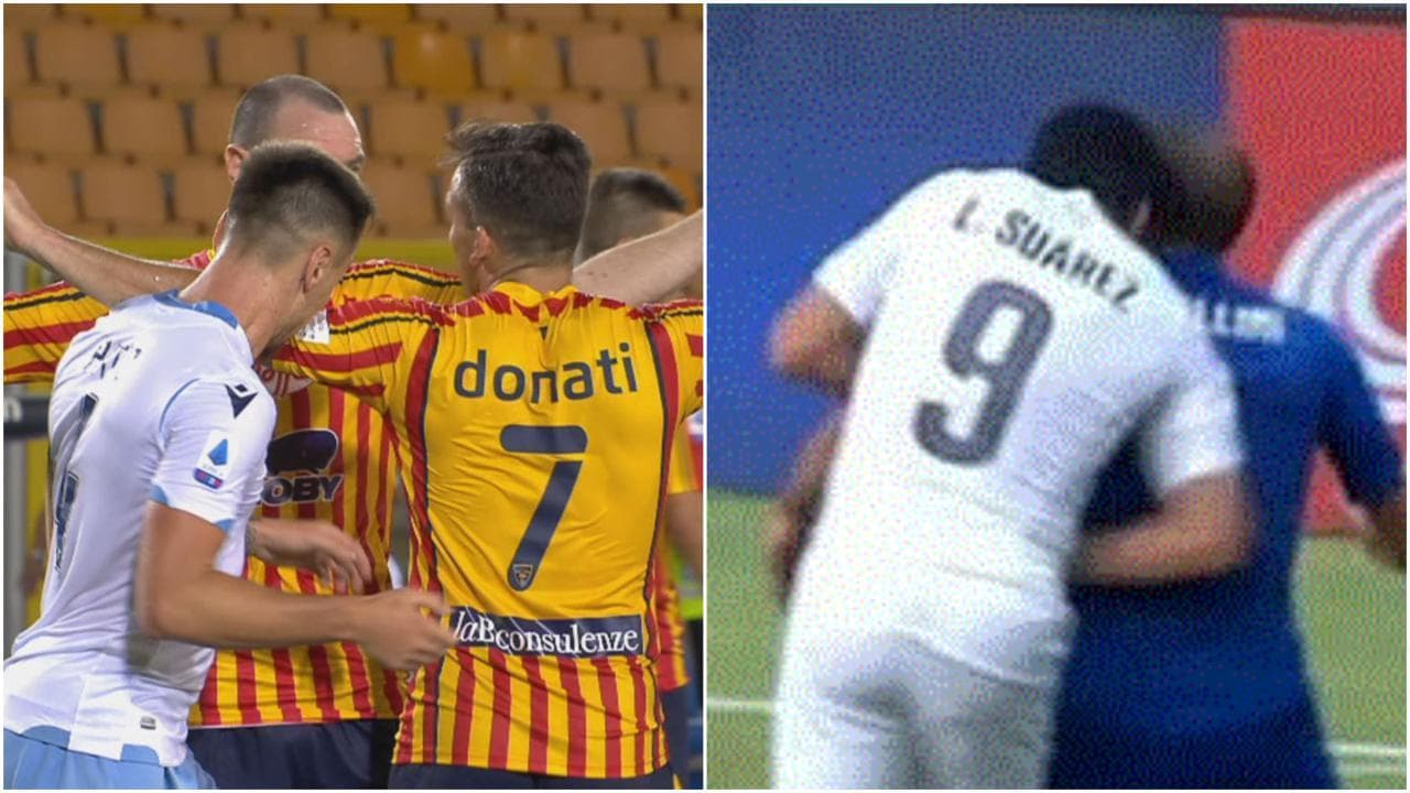Lecce-Lazio, Patric come Suarez morde l'avversario: le reazioni social