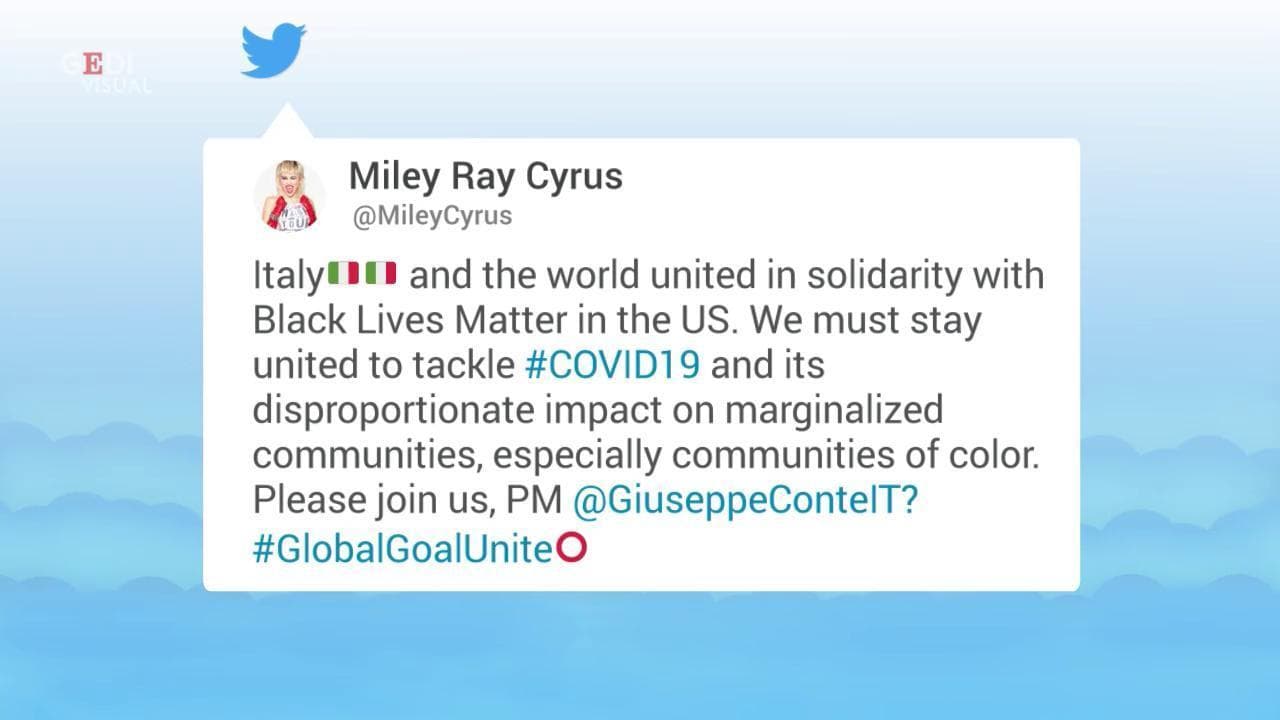 Coronavirus, Miley Cyrus chiede aiuto a Conte su Twitter. Le reazioni: "Questo 2020 è sempre più strano"