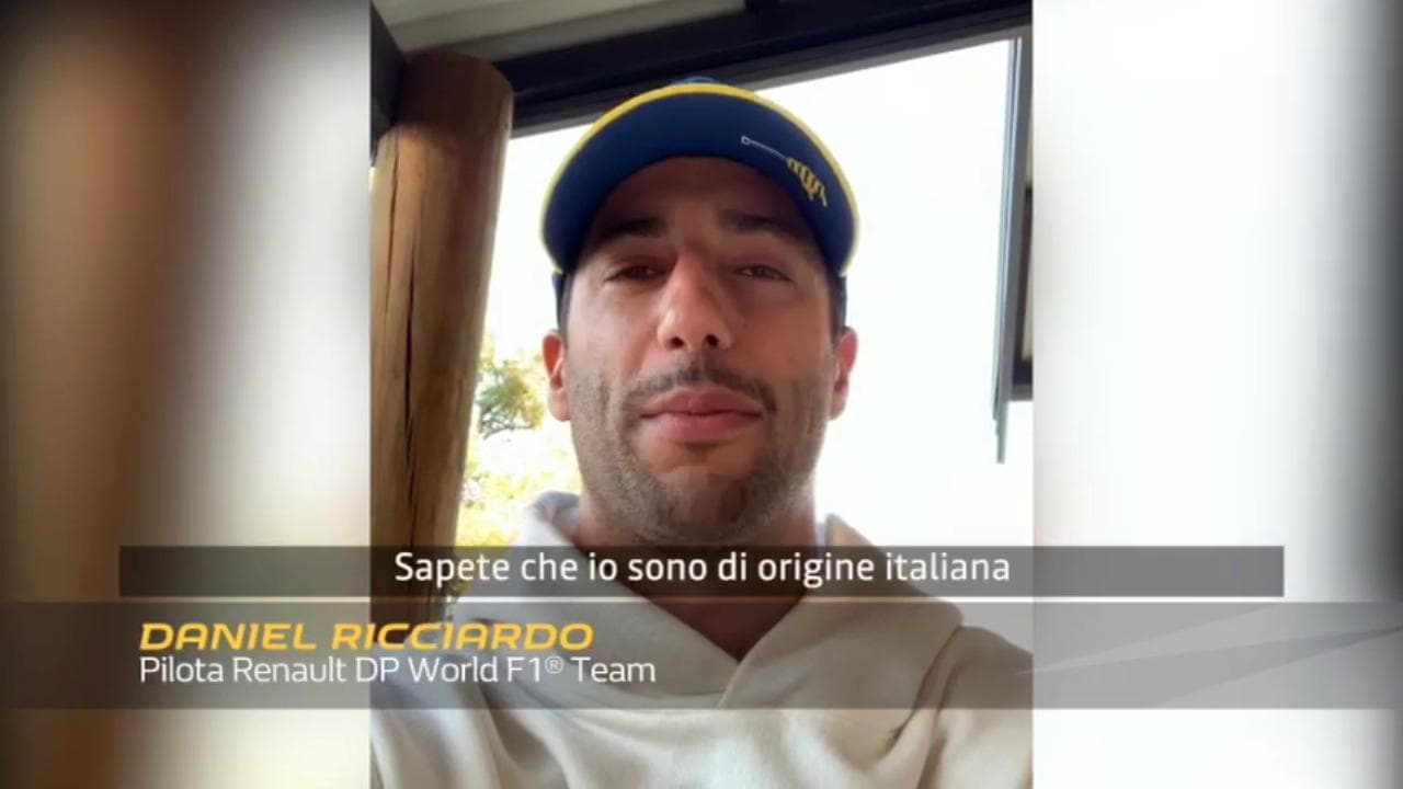Daniel Ricciardo, dalla F1 un messaggio d'amore per gli italiani
