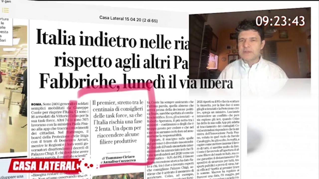 Casa Lateral, la rassegna stampa di Luca Bottura parte dai problemi ...della ripartenza