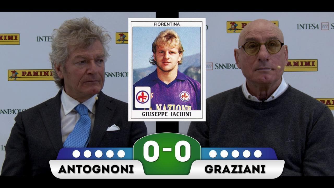 Due leggende del calcio italiano, Antognoni e Graziani, si sfidano con le figurine Panini della squadra del cuore.