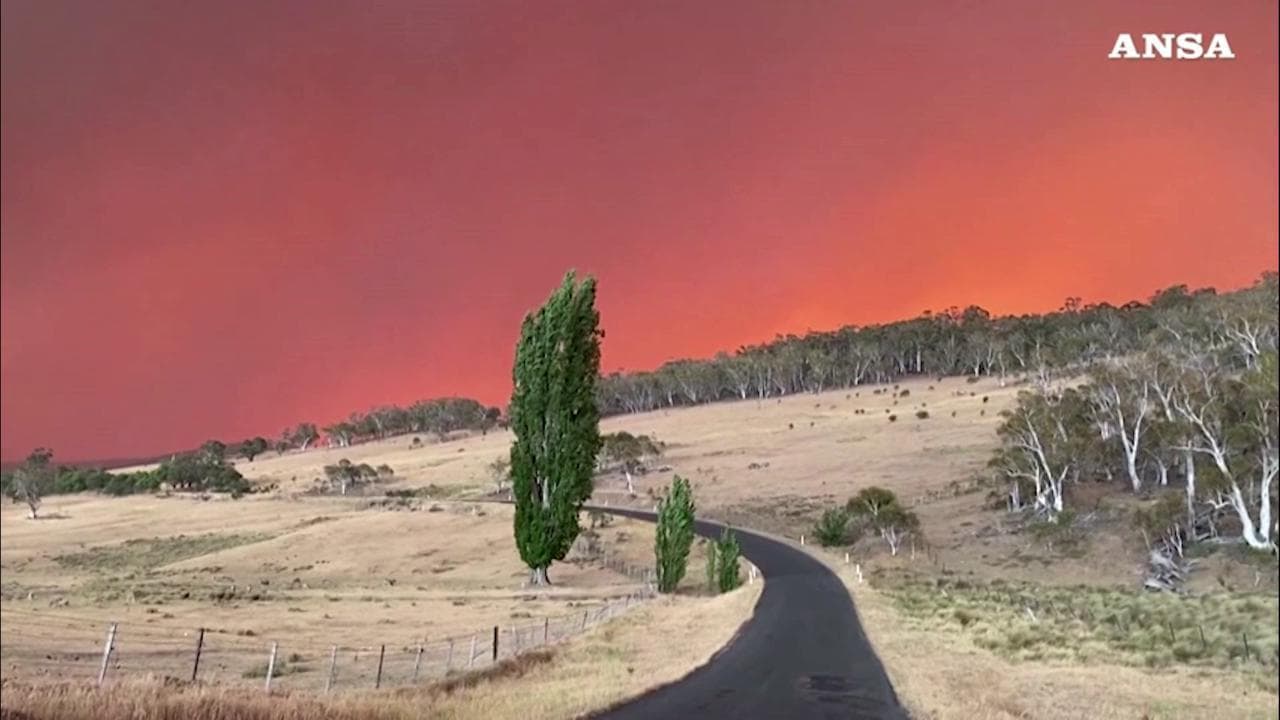 Incendi Australia, il cielo si tinge di rosso: il paesaggio è spettrale