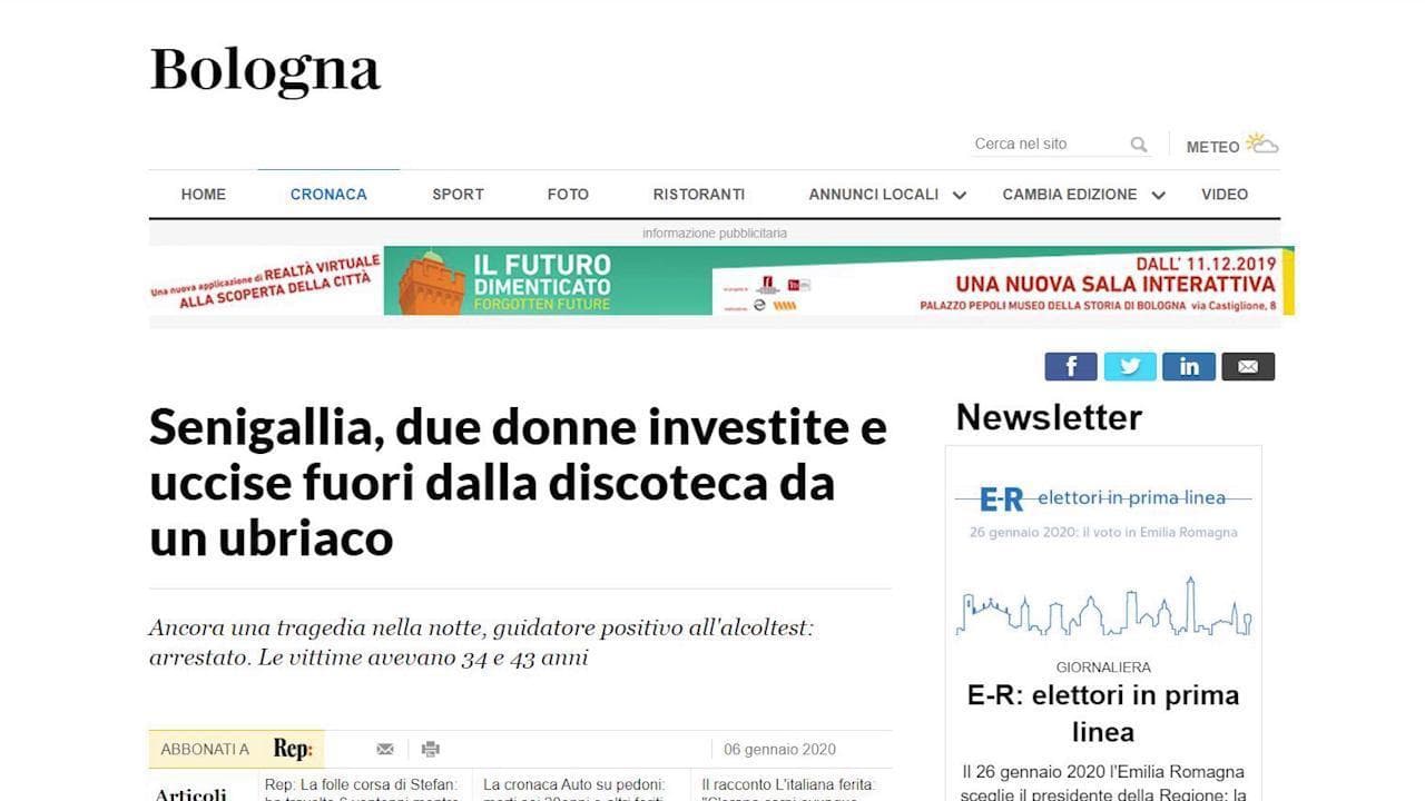 Donne investite a Senigallia, la polizia stradale: in aumento casi di ubriachi alla guida