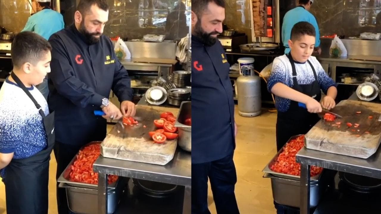 Come affettare i pomodori in pochi secondi, il video del papà con il bimbo è virale