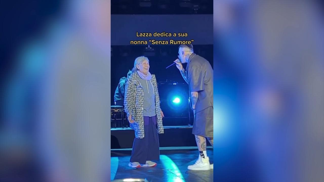 Arena di Verona, l'emozionante dedica di Lazza: la nonna sale sul palco e le dedica "Senza rumore"