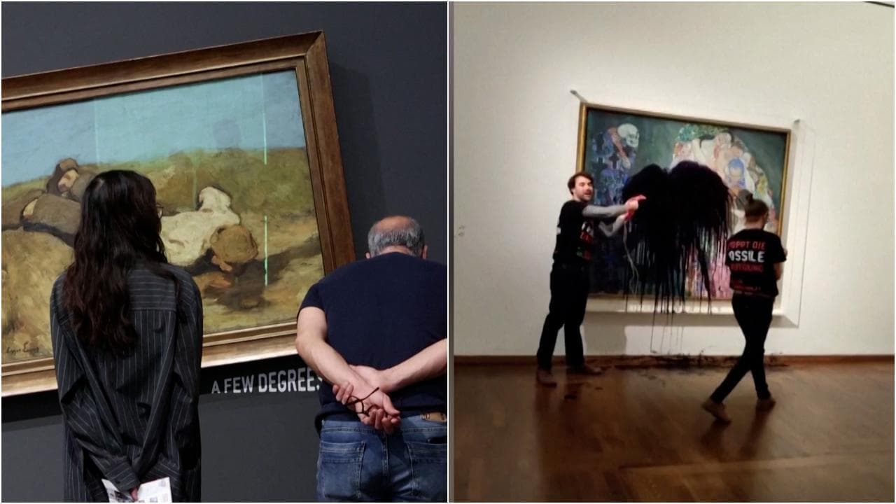Nel museo viennese le opere appese storte per sensibilizzare sulla crisi climatica
