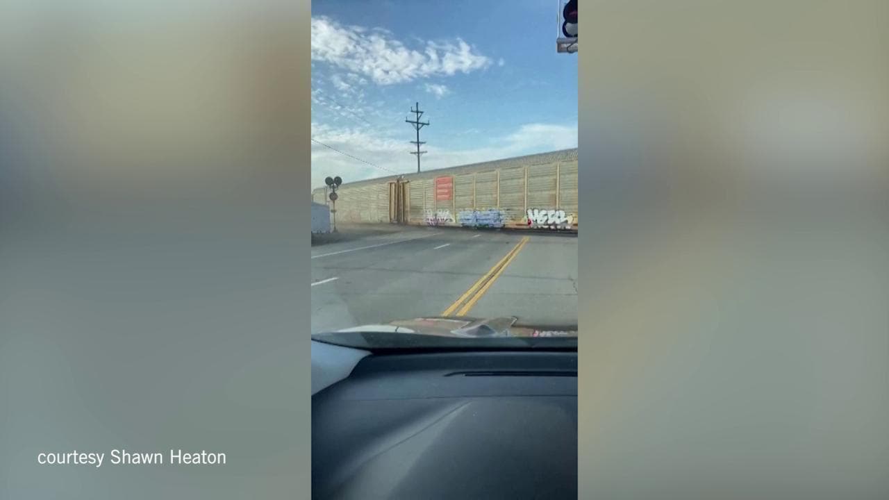 Ohio, treno merci deraglia: l'automobilista fermo al passaggio a livello riprende l'incidente