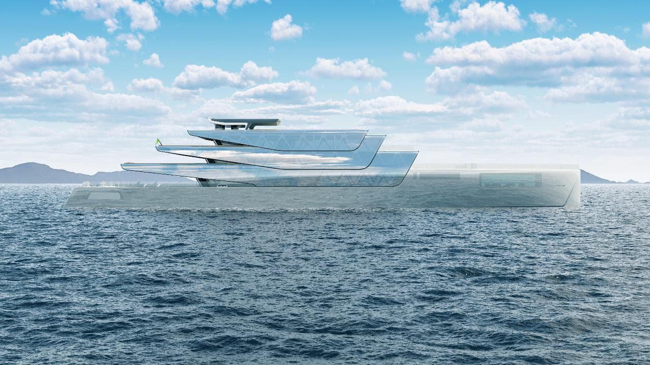 Il superyacht Pegasus che si mimetizza in mare funzionerà a energia solare